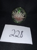 Vintage Art Glass Paperweight Pink Flowers 1 3/4