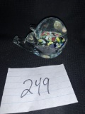 Vintage Handmade Crystal Pig Paperweight Measuring 3 3/8