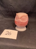 Vintage Fenton Rosalene Glass Owl Fairy Lamp, 4.5 In Tall