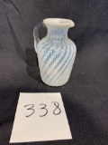 vintage HAND BLOWN ART GLASS Swirl white opalescent 4 1/2