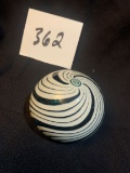 rare SWIRL art glass psychedelic paperweight SIGNED with a P on bottom VERY COOL! 3