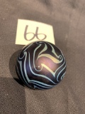 Lotton 1974 Art Glass Paper Weight Purple And Gray Swirl 2 5/8 Diameter