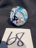 Murano Mid Century Art Glass Italian Colorful Paperweight 2 1/4 In Diameter