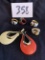 Art Deco Mid Century Bakelite colorful earrings and 4 rings