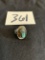 antique Southwest STERLING and TURQUOISE ring weighs 9 grams