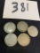 five early 1900s Barber V nickels 1883 1900 1900 1901 1909 very good condition
