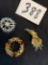three vintage Mid Century Brooch pins costume jewelry Karu Arke Inc. and others