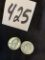 pair of Silver Washington Quarters 1951 & 1952 good condition