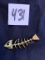 vintage Mid Century signed JOY Fish Skeleton broach pin