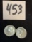 pair of 1964 John F Kennedy SILVER HALF Dollar coins very good condition