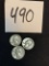 Three SILVER Washington quarter coins 1952 1959 1961