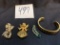 vintage lot of 4 Mid Century art deco brooch's and bracelet