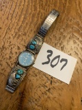 STERLING Southwest Navajo TURQUOIS watch band