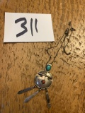 vintage SIGNED Navajo STERLING Necklace with CORAL and TURQUOISE