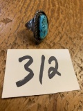 large NAVAJO Southwestern STERLING & TURQUOISE RING 20 grams