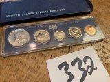 1966 United States Special Mint Set 40% Silver half plus Quarter Dime Nickel and penny in plastic or