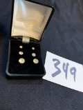 3 sets of vintage Diamond Stud earrings crystal clear