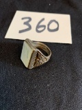 beautiful Southwest STERLING mother of pearl antique Man's ring