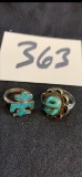 pair of Antique Southwest STERLING TURQUOISE rings