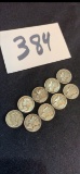 lot of 9 Liberty Head Silver Dimes 1936 1938 1940 1944 etc… very good condition