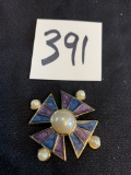 beautiful TRIFARI colorful mid century art deco pin