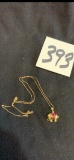 14k gold Elephant charm and Necklace weighs  2 grams
