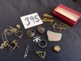 large group of Sterling rings and other estate jewelry items