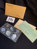 1959 US Treasury Department PHILADELPHIA COIN MINT PROOF SET! SILVER Half Quarter Dime with envelope