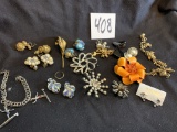 large group of Mid Century Costume Jewelry Snowflake Brooch's KRAMER Trifari etc…