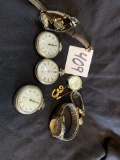 group of nine watches including Three Pocket Watches Westclox Scoty etc..