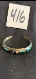 vintage Southwest Turquoise STERLING colorful Navajo bracelet