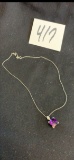 vintage WHITE GOLD Amethyst Necklace