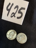 pair of Silver Washington Quarters 1951 & 1952 good condition
