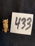 vintage OWL brooch TRIFARI mid century costume jewelry pin