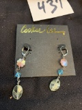 vintage Costume Jewelry Cookie Lee Gen Crystal & Rose Quartz earrings