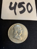 1957 Ben Franklin SILVER Half Dollar coin very fine to MS condition