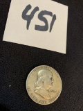 1953 Ben Franklin SILVER Half Dollar coin very good condition