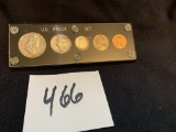 1961 US Proof Set Ben Franklin SILVER Half Dollar Washington Quarter Dime Nickel Penny