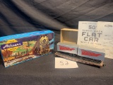 Vintage Athearn Ho Scale Model Train 50 Ft Flat Prr With 2 Vans International Forwarding Company
