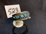 rare antique STERLING Turquoise Navajo Bracelet Cuff signed A Sterling 28 grams