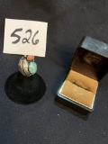 vintage SOUTHWEST Navajo Sterling & Turquoise ring with box