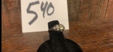 Antique Sterling Ring With Stone Inlaid Victorian Setting