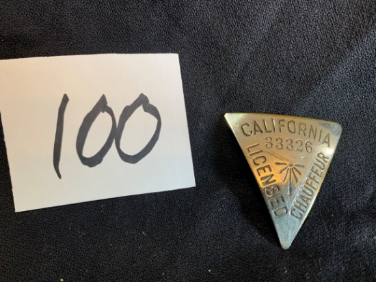 Vintage Original California Licensed Chauffer Badge In Excellent Original Condition