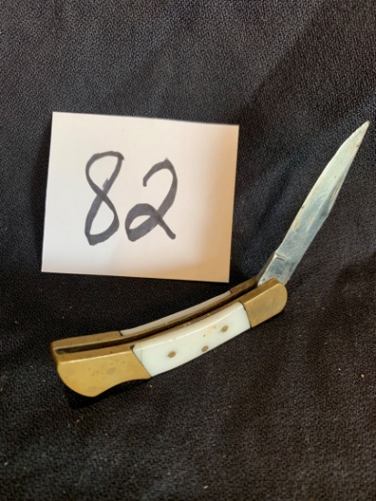 Small Squirrel Brass And Mother Of Pearl Knife