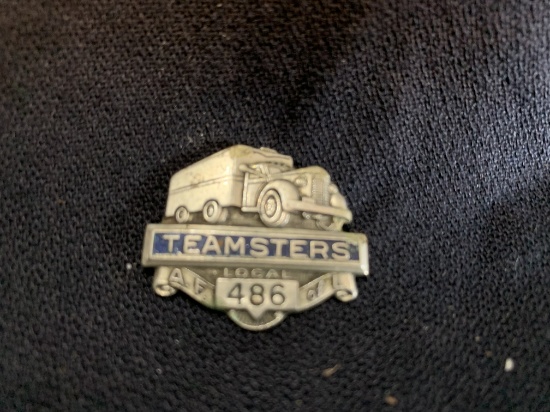 Vintage Teamsters Local 486 Michigan Badge Logo With 1940s Semi Truck On Front