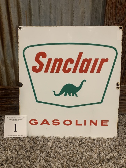 Original Sinclair Gasoline Porcelain Gas Pump Plate Sign "dino" 1940s-60s