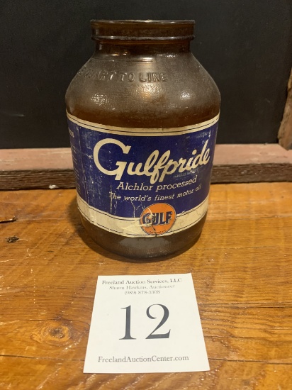 Original Gulfpride Alchlor Processed The Worlds Finest Motor Oil Gulf 1 Us Quart Glass Bottle