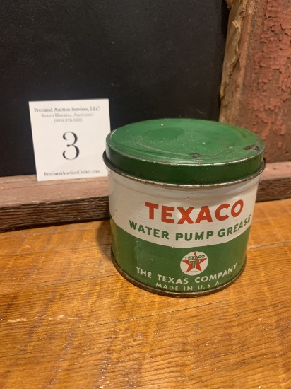 Metal Texaco Water Pump Grease Advertising Can The Texas Company Made In Usa