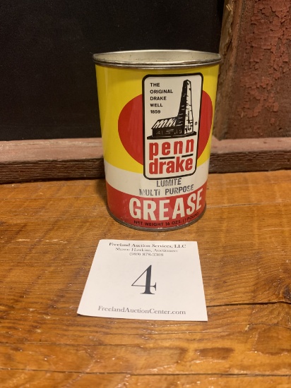 Penn Drake Lumite Multi Grease 16oz Colorful Vintage Advertising Oil Can