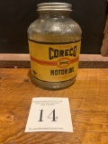 Original Coreco Motor Oil Continental Refining Company Oil City, Pa 1 Us Quart Glass Bottle